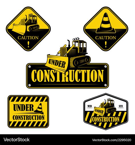 Set under construction emblems labels Royalty Free Vector