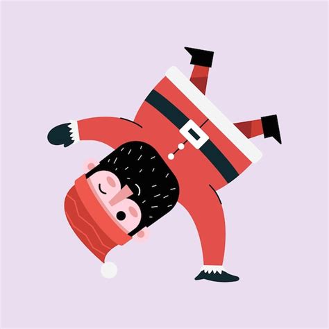 Premium Vector | Happy santa claus smiling dancing breakdance hip hop ...