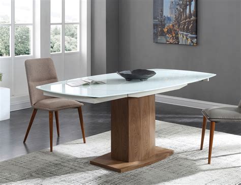 Baobab: Oval Glass White Extendable Kitchen Table