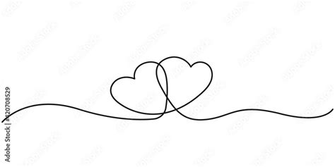 Two Hearts Continuous Line Drawing. Hearts Couple Trendy Minimalist ...