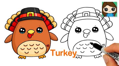 How to Draw a Turkey Easy | Cute Thanksgiving Art - YouTube