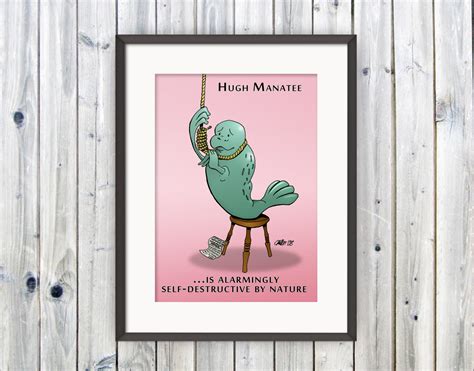 Funny Bathroom Art Hugh Manatee Pun Poster Funny Kitchen - Etsy UK