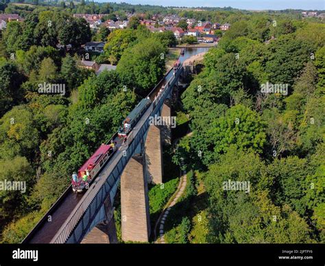 Aerial view of the Pontcysyllte Aqueduct that carries the Llangollen Canal across the River Dee ...