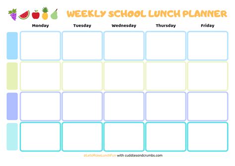 Weekly School Lunch Planner v2 | Cuddles and Crumbs Menu Planner Printable, Weekly Menu Template ...