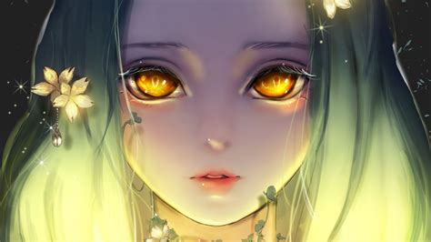 Yellow Eyes Flowers Glare Anime Girl HD Anime Girl Wallpapers | HD Wallpapers | ID #94469