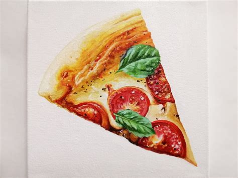 Pizza Hyperrealism Miniature oil painting on canvas original | Etsy ...