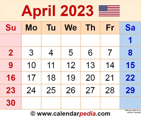 April 2023 Calendar | Templates for Word, Excel and PDF