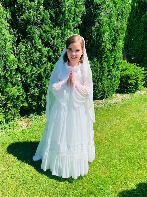 Classic Communion Dress With Lace Sleeves and Veil Catholic - Etsy