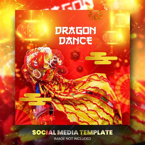 Premium PSD | Dragon dance chinese new year template design