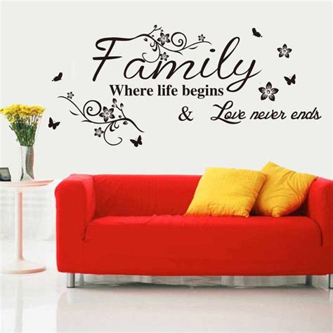 Wall Decals Quotes Flower Vine Word Wall Sticker Quotes DIY Family ...