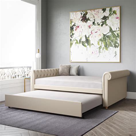 Free 2-day shipping. Buy DHP Sophia Upholstered Queen Size Daybed and Full Trundle, Tan Linen at ...