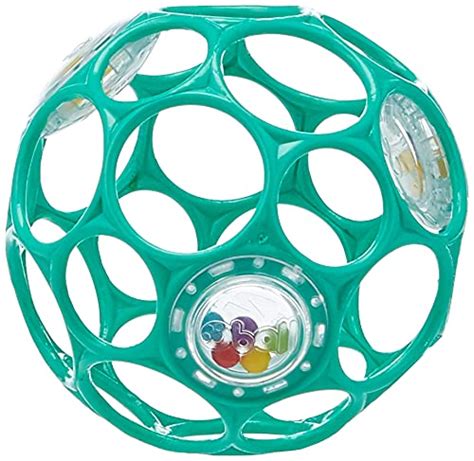 Bright Starts Oball Rattle Easy-Grasp Toy, Teal - 4", Ages Newborn Plus ...