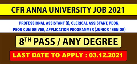 CFR Anna University Recruitment 2021 | 8 Vacancies | Apply Offline ...