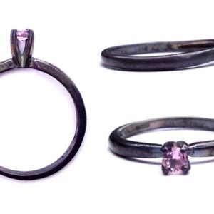 Alexandrite Color-change Ring, Blackened Silver Ring, Promise Ring, 3mm Gemstone Engagement Ring ...