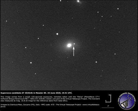 Supernova candidate AT 2020nlb in Messier 85: an image - 25 June 2020 ...