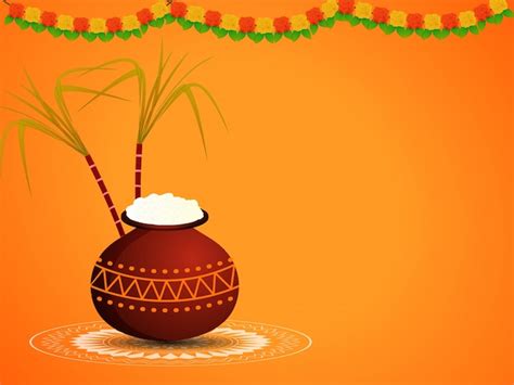 Premium Vector | Happy pongal wishes or greeting background design.