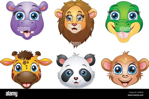 illustration of Cartoon animal head collection set Stock Vector Image & Art - Alamy