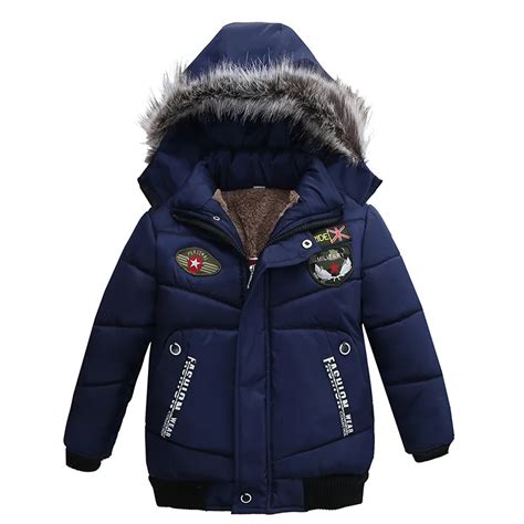 2019 Autumn Winter Jacket for Boys Children Hooded Coats Thick Fur ...