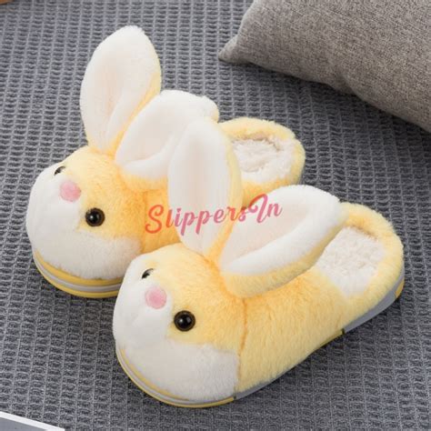 Bunny Slippers for Women and Kids Plush Bunny Ear Slippers