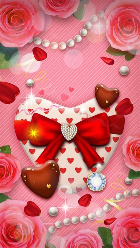 Hearts With Roses Wallpaper