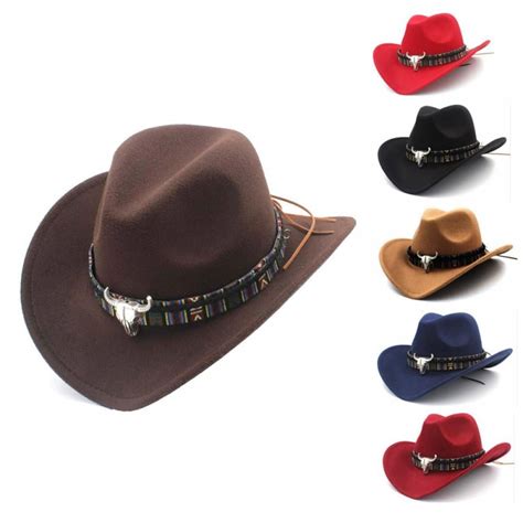 Ethnic Style Western Cowboy Hat Wool Hat Jazz Hat Western Cowboy Hat ...