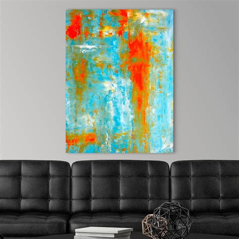 Teal and Orange Abstract Art Painting Wall Art, Canvas Prints, Framed Prints, Wall Peels | Great ...