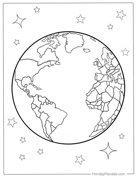 Earth Black And White Coloring Page