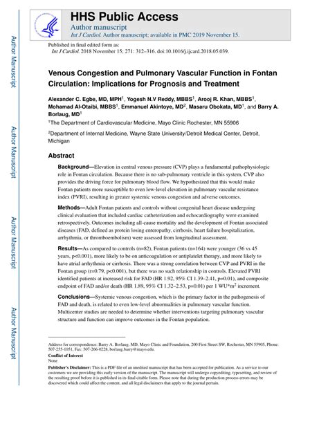 (PDF) Venous congestion and pulmonary vascular function in Fontan ...