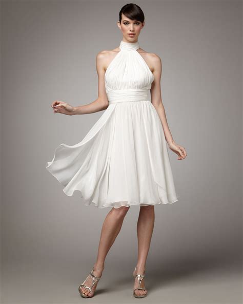 Lyst - Badgley mischka Halter Cocktail Dress in White