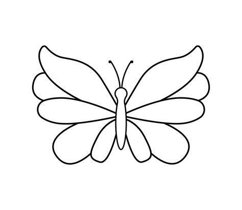 Cute outline butterfly isolated on white background. Insect for childish coloring book. Cartoon ...