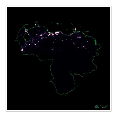 Venezuela - Population density heatmap - Fine Art Print – Grasshopper ...