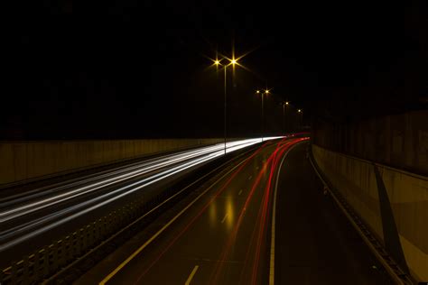 Free Images : road, car, night, highway, tunnel, evening, line, drive, darkness, street light ...