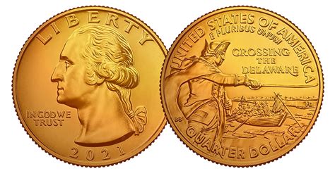 New "Crossing The Delaware" Gold Plated U.S Quarter