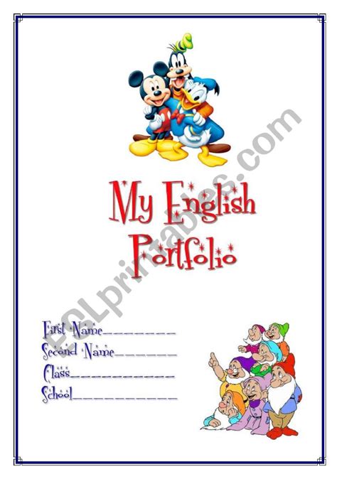 My English Portfolio 1 (cover) - ESL worksheet by Makol