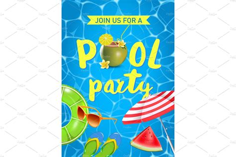 Pool party invitation vector | Pre-Designed Vector Graphics ~ Creative Market