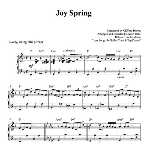 "Joy Spring" (fast jeté) - sheet music for ballet class (PDF)