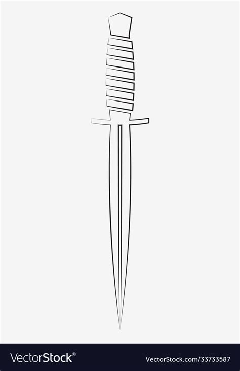 Dagger outline military combat knife simple Vector Image