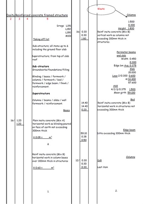 taking off quantities from drawings examples - Julia Wilson