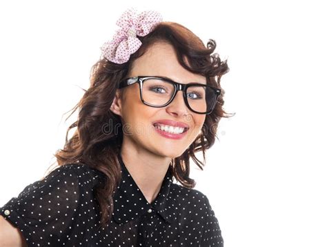 Happy Smile Woman Wearing Eyeglasses Stock Image - Image of face ...