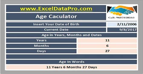 Download Simple Age Calculator Excel Template - ExcelDataPro | Age calculator, Excel templates ...