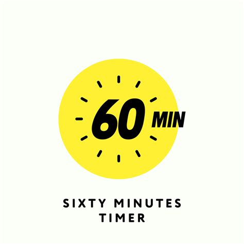 60 Minutes Timer Icon, modern flat design. Clock, stop watch, chronometer showing 1 Hour full ...