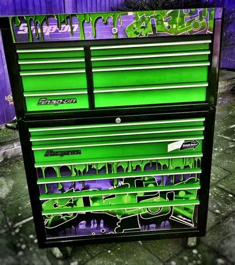 Very cool green 'Graffiti' snap-on roll cab tool chest | Garage tools, Custom tool boxes, Shop ...