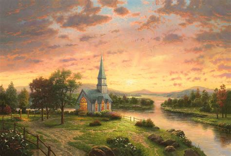 3000x2034 Artistic, Chapel, Church, Landscape, Painting, Spring, HD Wallpaper | Rare Gallery