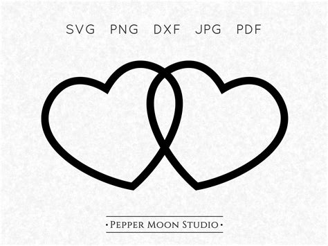 Double Heart SVG Two Hearts SVG 2 Linked Outline Love - Etsy