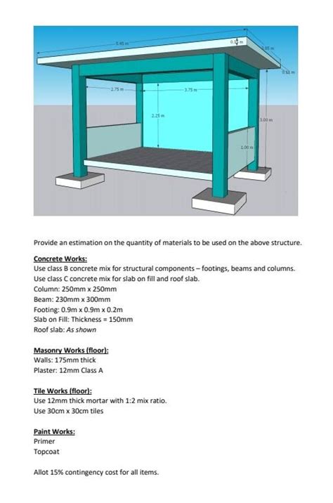 Solved Building system design. Waiting Shed Estimate please | Chegg.com