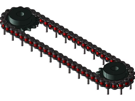 Roller Chain with Extended Pin - ANSI 80 (ASA 80) | 3D CAD Model ...