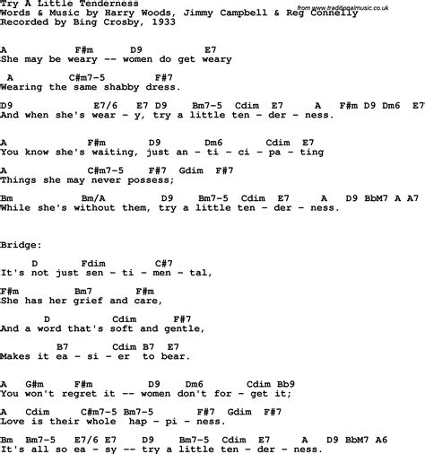 Song lyrics with guitar chords for Try A Little Tenderness - Bing ...