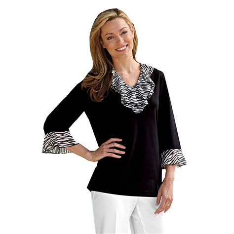 Blair Women's Ruffle Top - L Black at Amazon Women’s Clothing store: