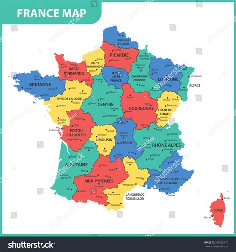 Detailed Map France Regions States Cities Stock Vector (Royalty Free) 769225270 | Shutterstock