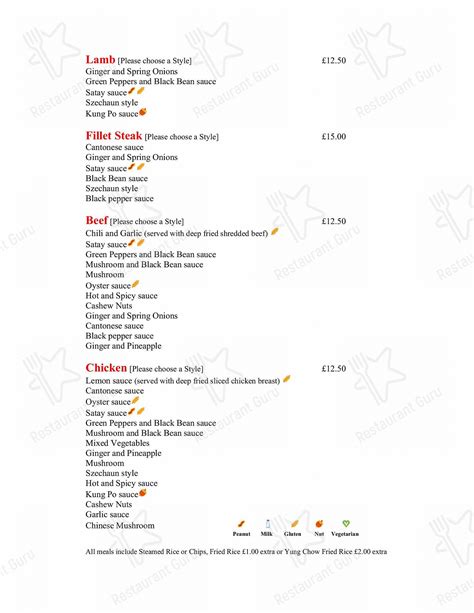 Menu at Ocean Palace restaurant, Darwen